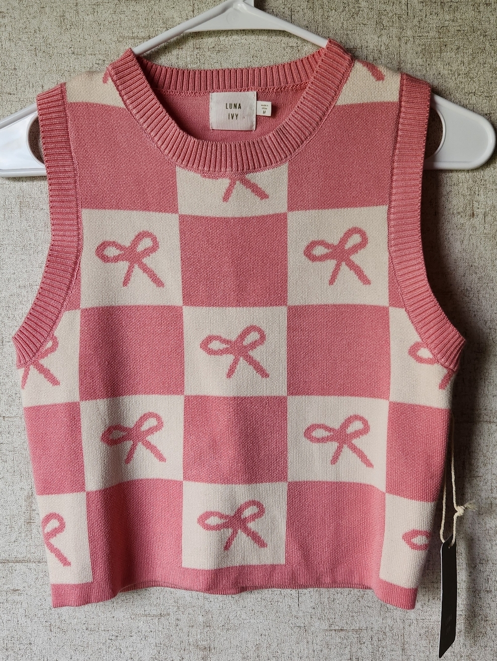 Pink Knit Bow Top